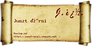 Juszt Örsi névjegykártya